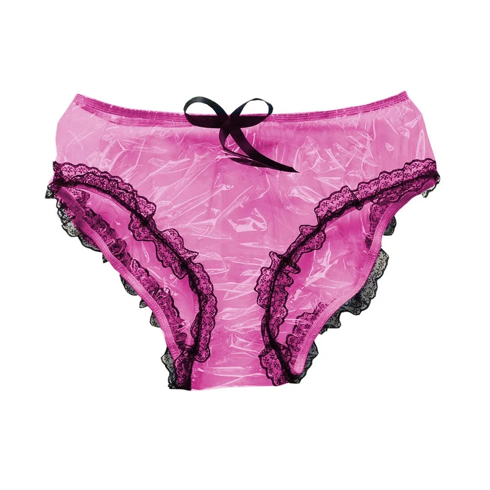 PVC Transparente Impermeable Bragas Mini Calzoncillos Sexy Medio Patchwork Encaje Bragas Foto 1 de 4