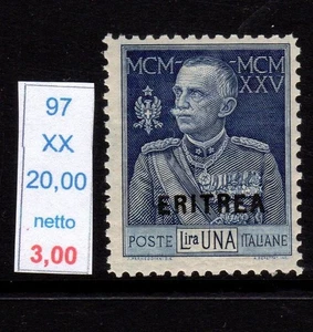 Eritrea Bildnis Vittorio Emanuele III Lire 1 neue Vollgummi mnh dent 11 - Bild 1 von 1