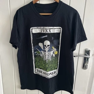 Spencer’s schwarzes The Stoner Skelett Tarot USA T-Shirt Erwachsene Größe Large - Bild 1 von 4