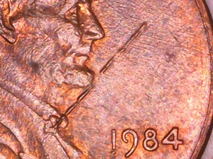 1984 P Lincoln Memorial Cent BN DIE CHIP Error Coin-281 - Picture 1 of 7