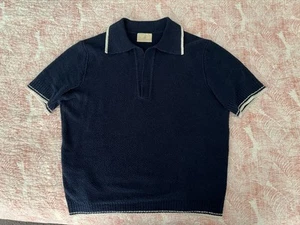 Casatlantic Anfa Polo Knit Knitted Shirt Navy Cotton Medium M Sold Out Italian - Picture 1 of 8
