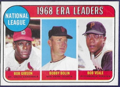 1969 Topps Béisbol #8, con Bob Gibson (HOF) Bobby Bolin y Bob Veale NMMT-¡IMPRESIONANTE! Foto 1 de 2