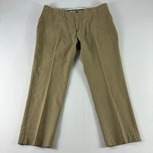 De Colección Polo Ralph Lauren Pantalones Para Hombres 40x30 Caqui Mezcla de Lino Frente Plano Vestido Chino - Imagen 1 de 14