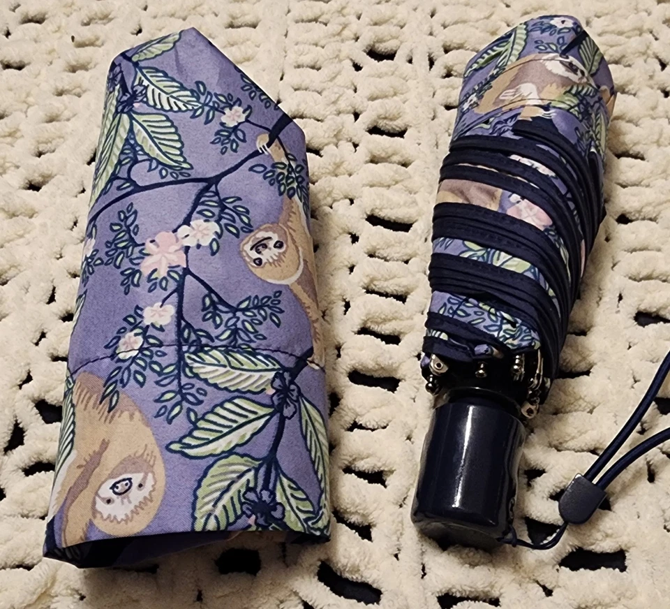 Vera Bradley Mini Guarda-chuva Automático PANDURADO EM TORNO ROXO RARO NOVO COM ETIQUETAS LACRADO - Imagem 1 de 4