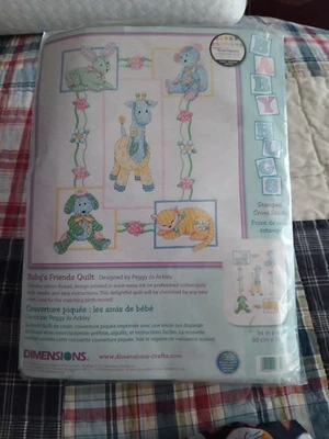 Vtg Dimensions Babys Friends Quilt Stamped Cross Stitch Kit-by P Ackley-MIOP - Image 1 of 4