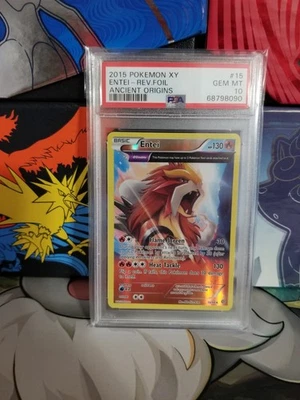 2015 POKEMON XY ANCIENT ORIGINS #15 ENTEI-REVERSE FOIL PSA 10 - Image 1 of 2