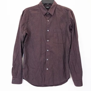 Theory Men’s Shirt Size S Long-Sleeve 100% Cotton Heather Plum - Picture 1 of 6