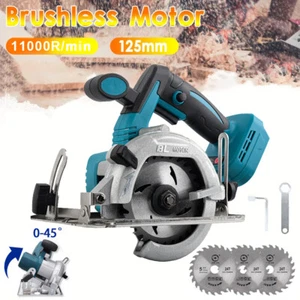 Sierra circular a batería de 125 mm para Makita 18V batería sierra circular de mano con 3 hojas de sierra DE - Imagen 1 de 12