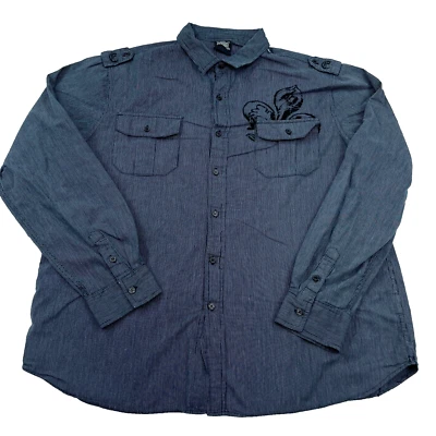 Винтажная мужская элитная рубашка MMA XXL 2XL черная на пуговицах киберпанк Y2K готическая в полоску - Изображение 1 из 4