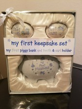 My First Keepsake Set Piggy Bank, Tooth and Curl 3 Piece Set