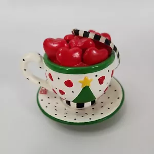 MARY ENGELBREIT Kurt Adler Christmas Collection Ornament Teetasse Herzen - Bild 1 von 8