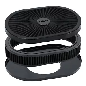 12''x2'' Washable Oval Filter Flow Air Cleaner Fit 5-1/8" Opening Carbs Inlet - Picture 1 of 12