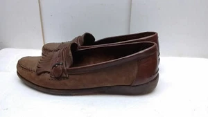 BALLY Tempe Brown Leather Slip On Kiltie Monk Strap Loafer Women's Shoes 7.5M 38 - Picture 1 of 1