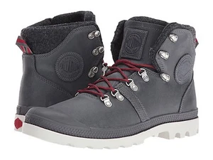 PALLADIUM 051390 53M PALLABROUSE HIKER Mn's (M) Silver/Red Leather Hiking Boots - Picture 1 of 7