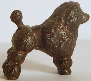 SM VINT METAL CANICHE PERRO FIGURA DE PIE COBRE OSCURO hueco JAPÓN - Imagen 1 de 5