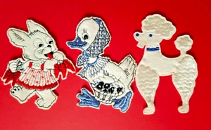 3 x Vintage Sew on Patches - Rabbit / Duck / Poodle - Picture 1 of 8