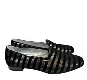 Maripe shoes. 41. Black & Silver suede striped loafers. Made in Italy. Near new. - Picture 1 of 11
