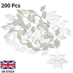 200Pcs Glass Mirror Mosaic Diamond Shape Wall Tiles Artwork Craft DIY Handmde UK - Picture 1 of 10