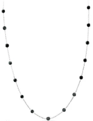 Collar de oro blanco de 14K por yarda con circonita cúbica negra 16 pulgadas Foto 1 de 4