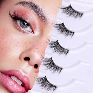Half Lashes Lashes Natural Look Wispy 3/4 False Eyelashes Fluffy Clear Band Fals - Picture 1 of 12