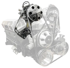 SWS SBC POLISHED FRONT ENGINE AIR CONDITIONER COMPRESSOR ADD-ON KIT,W/ BRACKET,+ - Picture 1 of 1