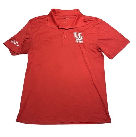 University of Houston UH Polo Cougars Golf Shirt Red mens size Medium Quick Dry Cover
