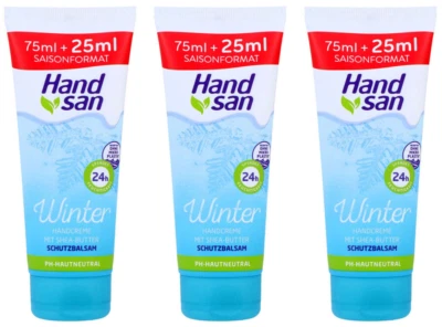 3x Handsan Winter Handcreme 2in1 24h Feuchtigkeit mit Shea & Cocoa Butter, 100ml