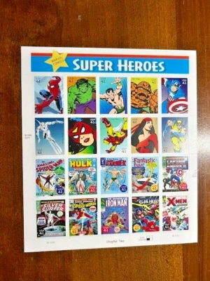 20 sellos de 41 centavos de Estados Unidos "Marvel Comics Super Heroes" USPS. Foto 1 de 2