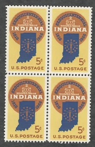 US. 1308. 5c. Indiana Statehood, 150 aniversario... Bloque de 4. MNH. 1966 - Imagen 1 de 1