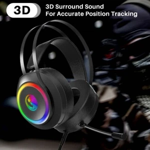 Gaming Headset With Microphone Headphones Mic 3.5mm For PC Laptop Xbox One PS4/5 - Picture 1 of 10