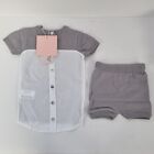 Mon Tresor Baby Outfit, Top und Shorts - Größe 12 Monate (grau)