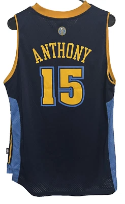 CARMELO ANTHONY 15 Denver Nuggets YOUTH Blue Stitch Jersey XL 18-20 + 2 Reebok - Image 1 of 4