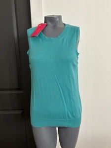 Lavia 18 Turquoise sweater vest size Medium cashmere blend NWT Made in Italy - Picture 1 of 5