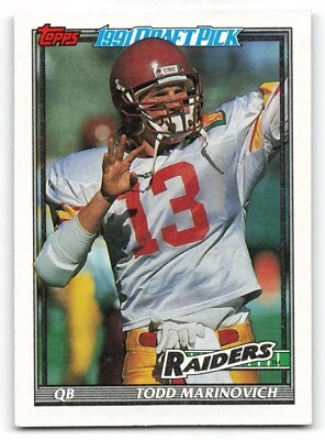 1991 Topps #83 TODD MARINOVICH Rookie RC Los Angeles Raiders NICE CARD !!! - Image 1 of 2