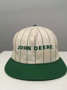 Vtg K-Products John Deere Linen Pinstripe Snapback Hat Cap Made in the USA - Picture 1 of 6