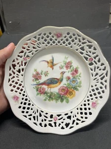 Vintage Schumann Arzberg Germany Pierced Plate with Birds and Flowers - Picture 1 of 17