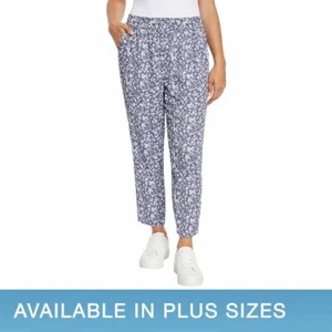 NWT JESSICA SIMPSON 1583709 BLUE FLORAL PULL ON LIGHTWEIGHT PANTS SZ M #G422 - Picture 1 of 2
