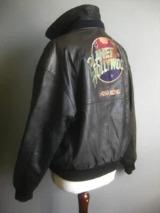 PLANET HOLLYWOOD HONG KONG LEATHER JACKET reversible LARGE 42 44 bomber soft - Picture 1 of 24