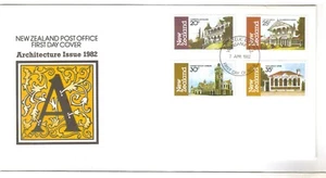 1982 FDC New Zealand Architecture Set of 4 7th April 1982 Unaddressed Official F - Picture 1 of 1