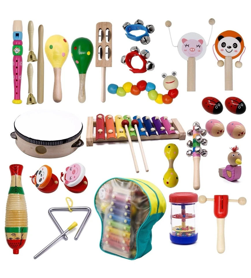 ATDAWN Kids Musical Instruments 15 Types 22pcs Wood Percussion Xylophone Toys F