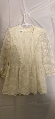 Vestido de encaje vintage Bonnie Jean para niñas talla 6x blanco hecho en unión estilo cabaña Foto 1 de 4
