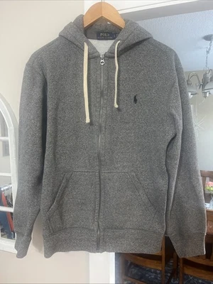 Moletom com capuz Polo Ralph Lauren zíper completo cinza urze preto pônei GG vintage - Imagem 1 de 4
