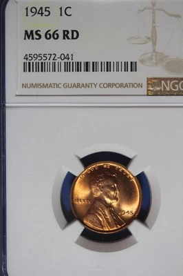 1945 NGC MS66 RD LINCOLN WHEAT CENT #B51187 - Image 1 of 2