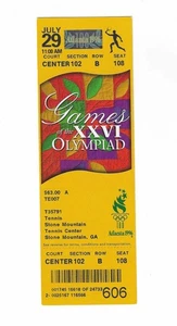 Atlanta 1996 Olympics Unused Tennis Ticket from 7/29/1996 - Picture 1 of 2