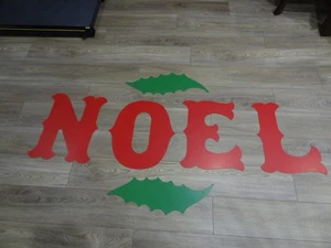Vintage 1960's Red NOEL Letter Set Masonite Christmas Decor 18"x 14" + Green Ivy - Picture 1 of 23