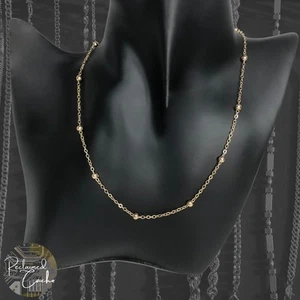 Collar de cadena delicada de aleación tono dorado con cuentas espaciadas simples para mujer joyería con cuentas - Imagen 1 de 4