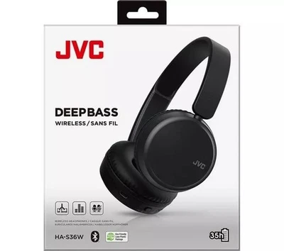 JVC HA-S36W Black  Wireless On-Ear Headphones Bluetooth 35H Battery Deep Bass - Image 1 of 4