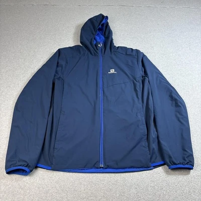 Chaqueta Salomon Para Hombre XL Azul Reversible Con Capucha PrimaLoft Pertex Clásica Eco Cremallera Foto 1 de 4