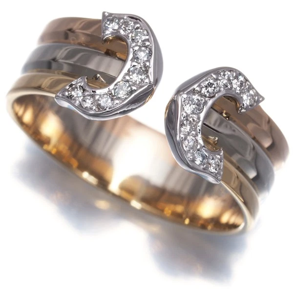 Auténtico Anillo Cartier Diamante 2C Doble C C2 3 Colores SM EU52 18K YG/WG/PG  Foto 1 de 4