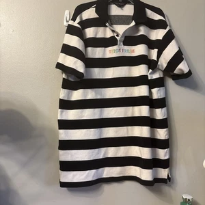 Teddy Fresh gestreiftes Polokleid L/XL schwarz weiß Kurzarm Freizeit - Bild 1 von 3
